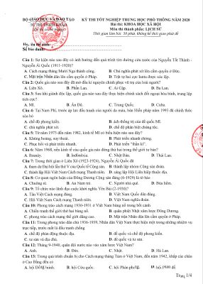 Đề minh họa 2020 môn lịch sử