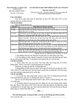 Đề thi THPT quốc gia 2015 môn Lịch sử