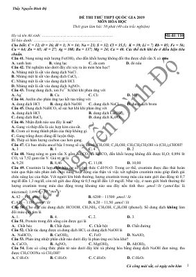 Đề thi thử THPT quốc gia môn Hoá năm 2019 chọn lọc - Mã đề 110