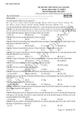Đề thi thử THPT quốc gia môn Hoá năm 2019 chọn lọc - Mã đề 195