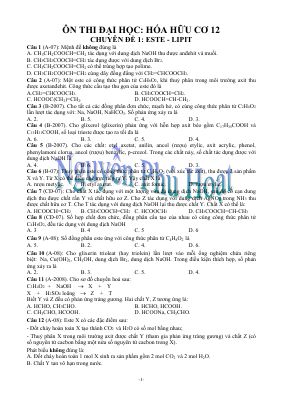 31 Câu hỏi Hóa luyện thi THPT quốc gia hay gặp nhất trong đề thi