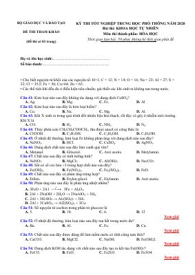 Bộ Các Đề Thi Thử 2020 File Word Có Đáp Án Chi Tiết