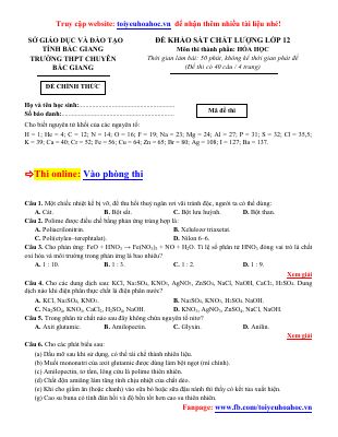 Đề thi thử THPT quốc gia 2020 - 2021 môn Hóa số 105