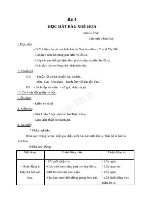 Giáo án Âm nhạc 2 bài 4 Học hát Xòe hoa
