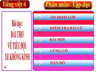 bài Tập đọc - Bài thơ về tiểu đội xe không kính