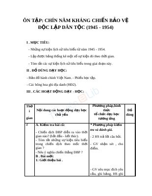Ôn tâp 9 năm kháng chiến bảo vệ độc lập dân tộc (1945 - 1954)