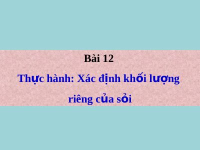 Thực hành xác định khối lượng riêng của sỏi
