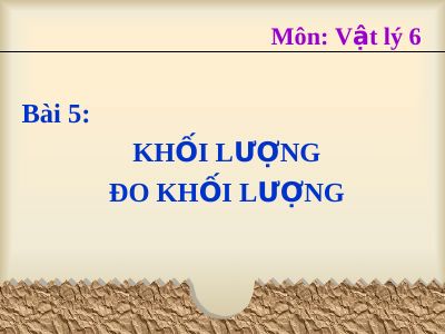 Khối lượng-Đo khối lượng
