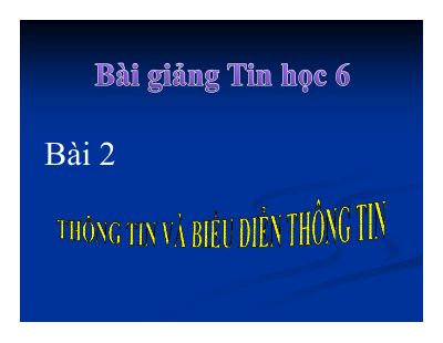 Thông tin và biểu diễn thông tin