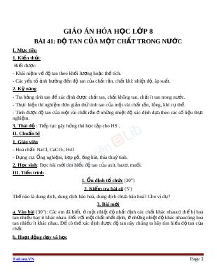 Độ tan của một chất trong nước