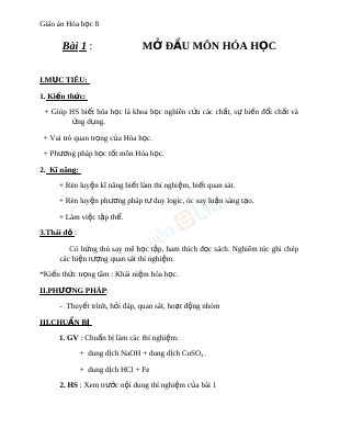 Mở đầu môn Hóa học
