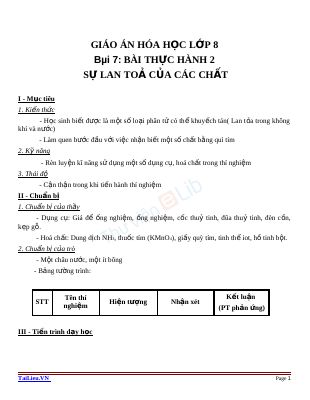 Bài thực hành 2 Sự lan tỏa của chất