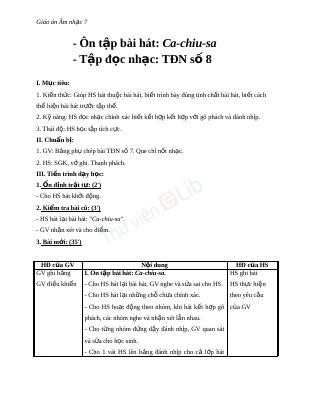 Giáo án Âm nhạc 7 bài 7 Tập đọc nhạc TĐN số 8