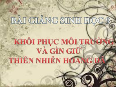 Khôi phục môi trường và gìn giữ thiên nhiên hoang dã