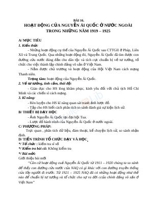Hoạt động của Nguyễn Ái Quốc ở nước ngoài trong những năm 1919 - 1925
