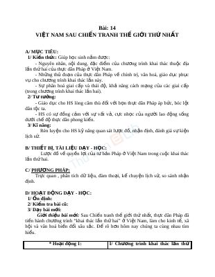Việt Nam sau Chiến tranh thế giới thứ nhất