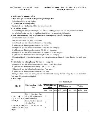Nội Dung Ôn Tập HK1 Lịch Sử 10 Cánh Diều 2024-2025 Tham Khảo