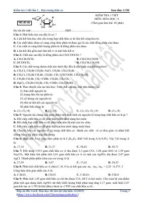 Đề kiểm tra 1 tiết môn hóa học lớp 11 lần 2