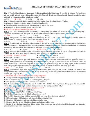 Tổng hợp 40 bài tập trắc nghiệm có đáp án về di truyền quần thể thường gặp môn sinh học lớp 11