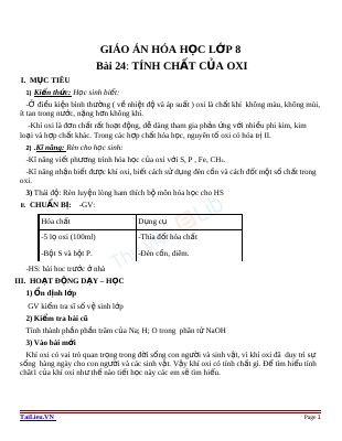 Tính chất của oxi