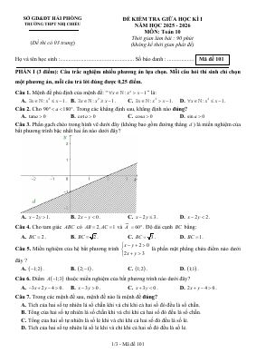 Đề giữa học kì 1 Toán 10 năm 2025 - 2026 trường THPT Nhị Chiểu - Hải Phòng