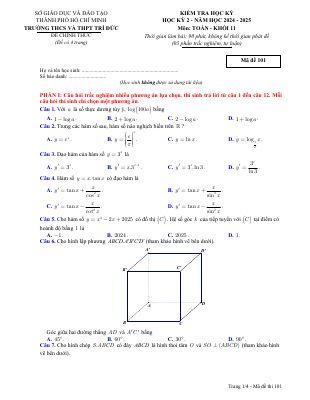 Đề học kỳ 2 Toán 11 năm 2024 - 2025 trường THCSTHPT Trí Đức - TP HCM