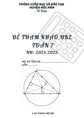 Đề tham khảo HK2 Toán 7 năm 2024 - 2025 phòng GDĐT Hóc Môn - TP HCM