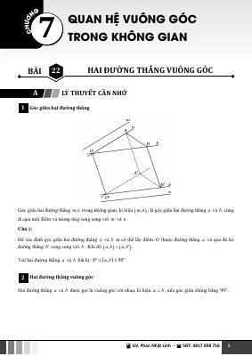 Quan hệ vuông góc trong không gian Toán 11 KNTTVCS - Phan Nhật Linh
