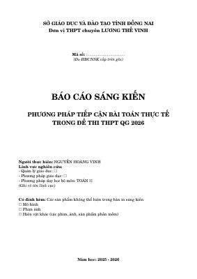 Phương pháp tiếp cận bài toán thực tế trong đề thi THPT QG 2026 môn Toán