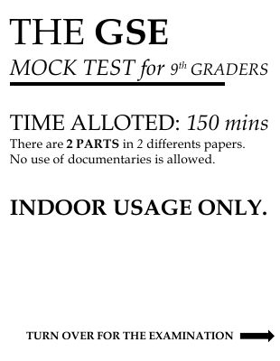 The GSE MOCK TEST fot 9th GRADERS - ĐỀ THI THỬ CHỌN HỌC SINH GIỎI LỚP 9 TP Hồ Chí Minh Mã A297078