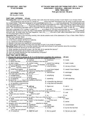 Đề thị chọn học sinh giỏi cấp thành phố (TP HCM) lớp 9 THCS năm học 2013-2014 Mã A720928