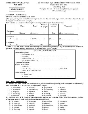 Đề thi chọn học sinh giỏi lớp 9 THCS tỉnh Phú Thọ năm học 2011-2012 có đáp án Mã A822576
