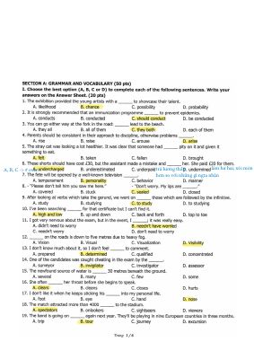 Đề luyện thi học sinh giỏi Tiếng Anh lớp 11 (6 trang) có đáp án chi tiết - Practice test 04-10-2021 Mã A552180