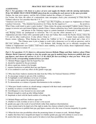 ĐỀ DỰ TUYỂN BUỔI 5 ĐỘI TUYỂN QUỐC GIA NĂM 2021 MÔN TIẾNG ANH - PRACTICE TEST FOR NEC 2021-2022 Mã A753240