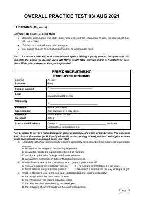 ĐỀ ÔN LUYỆN ĐTQG THPT 2021 - OVERALL PRACTICE TEST 03 AUG 2021 Mã A851384