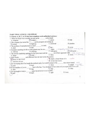 ĐỀ THI CHỌN ĐỘI TUYỂN DỰ THI CẤP THÀNH PHỐ MÔN TIẾNG ANH - THPT CHUYÊN NGUYỄN HUỆ  Mã A655822