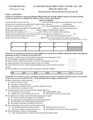 ENGLISH BONANZA KỲ THI CHỌN HSGQG KHỐI 12 THPT NĂM HỌC 2021  2022 MÔN TIẾNG ANH Mã A374205