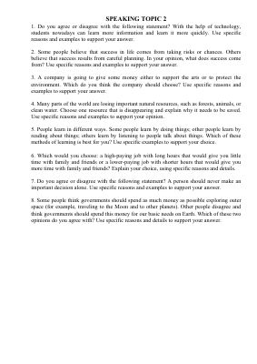 NEC SPEAKING TOPICS - WITH SUGGESTED ANSWERS Mã A885322