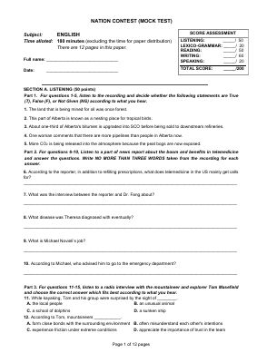 NEC MOCK TEST - NATION CONTEST (MOCK TEST) (13 pages) Mã A797090