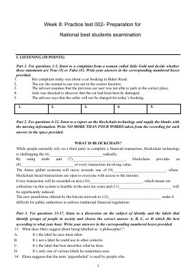 Đề luyện đội tuyển HSG quốc gia Tiếng Anh - Week 8 Practice test 002- Preparation for National best students examination Mã A830437