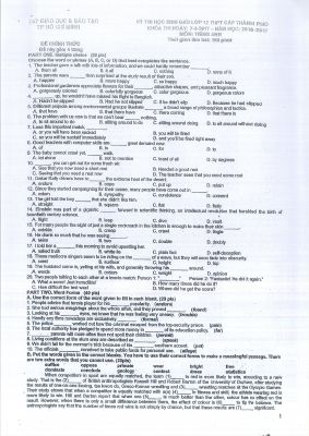 Đề thi chọn học sinh giỏi Tiếng Anh lớp 12 TP HCM năm học 2016-2017  Mã A763620