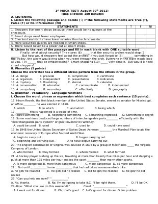 Đề thi luyện học sinh giỏi tỉnh lớp 12 THPT có đáp án - 1 st MOCK TEST( August 30th 2011) Mã A858560