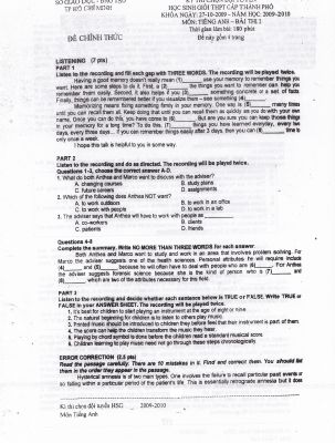 Đề thi chọn đội tuyển học sinh giỏi THPT Vòng 2 TP Hồ Chí Minh  môn Tiếng Anh  năm 2009-2010  Mã A684927