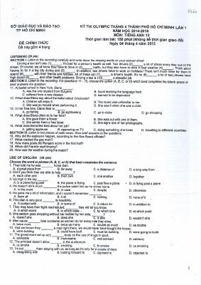 Tuyển tập đề thi Olympic 30 tháng 4 mở rộng từ năm 2014-2017 môn Tiếng Anh 10, 11 (ĐỀ THI CHÍNH THỨC + ĐÁP ÁN) Mã A198577