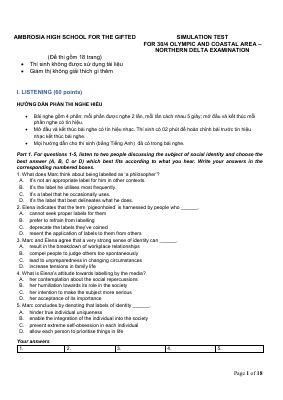 (Ambrosia) SIMULATION TEST FOR 304 OLYMPIC AND COASTAL AREA  NORTHERN DELTA EXAMINATION Mã A153652