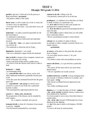 Vocabulary notes - Olympic 304 grade 11 2014 Mã A485588