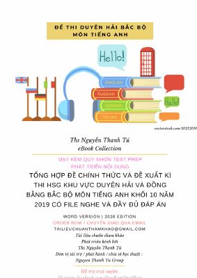 Đề thi (Đề xuất) môn Tiếng Anh khối 10 - Duyên hải và Đồng bằng Bắc Bộ 2019