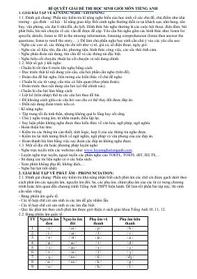 Tài liệu ôn thi học sinh giỏi lớp 9 cấp tỉnh (Lexico and Grammar, Word formation, Guided cloze...) - 54 trang Mã A420368