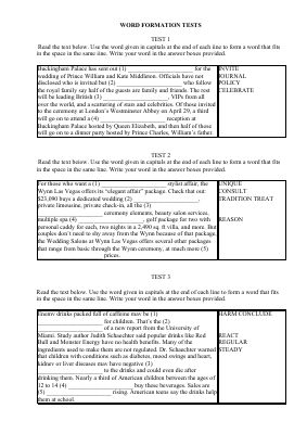WORD FORMATION TESTS (15 TESTS) - Luyện thi chuyên Tiếng Anh, HSG Tiếng Anh 9 Mã A798214