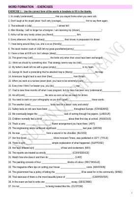 WORD FORMATION - EXERCISES - HSG TIẾNG ANH 9 THCS CÓ ĐÁP ÁP (gần 100 câu), Nguyễn Quỳnh Trang Mã A526261